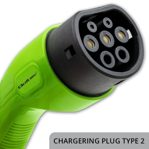 Qoltec Mobilna ładowarka do samochodu elektrycznego EV z regulacją 2w1 Typ2 | 11kW | CEE 5 PIN | LCD | 3 fazy | Przenośna | Wall