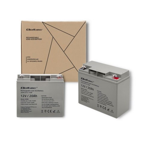 QOLTEC AKUMULATOR AGM 12V | 20AH | MAX.300A QOLTEC AKUMULATOR AGM 12V | 20AH | MAX.300A