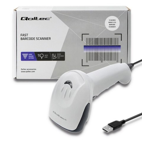 QOLTEC CZYTNIK KODÓW KRESKOWYCH 1D | CCD | USB | BIAŁY
