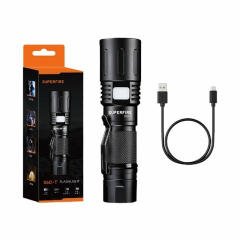 Latarka Superfire X60-T, 1500lm, USB Latarka Superfire X60-T, 1500lm, USB