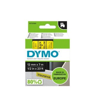 DYMO D1 - Standard Etykiety - Czarny na żółtym - 12mm x 7m