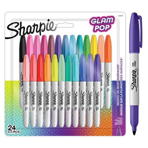 Sharpie Permanent Marker Fine Glam Pop 24-Blister Sharpie Permanent Marker Fine Glam Pop 24-Blister