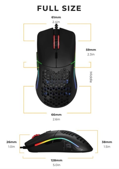 Glorious PC Gaming Race Model O myszka Po prawej stronie USB Typu-A Optyczny 12000 DPI