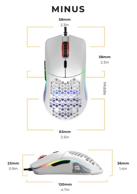 Glorious PC Gaming Race Model O- myszka Po prawej stronie USB Typu-A Optyczny 3200 DPI