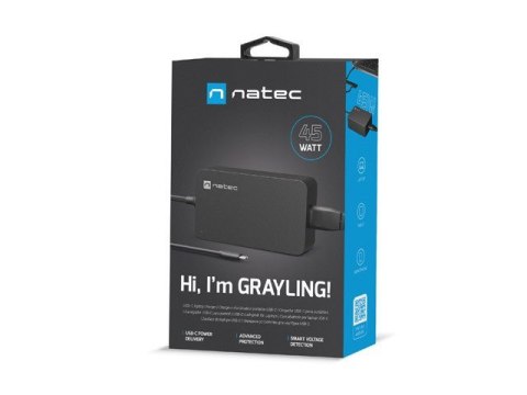 NATEC ZASILACZ ŁADOWARKA GRAYLING USB-C 45W NATEC ZASILACZ ŁADOWARKA GRAYLING USB-C 45W