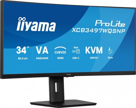 Monitor 34 cali XCB3497WQSNP-B1 VA,UWQHD,1500R,USB-cDock,KVM,95W /5y/