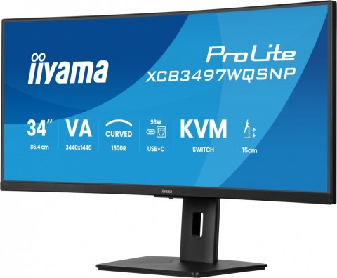 Monitor 34 cali XCB3497WQSNP-B1 VA,UWQHD,1500R,USB-cDock,KVM,95W /5y/