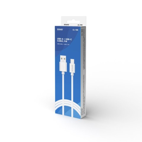 SAVIO KABEL USB-A - USB-C, 3 M, BIAŁY, CL-168 SAVIO KABEL USB-A - USB-C, 3 M, BIAŁY, CL-168