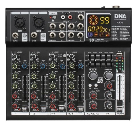 DNA QFX6 analogowy mikser dźwięku 6 kanałów Bluetooth DNA QFX6 analogowy mikser dźwięku 6 kanałów Bluetooth