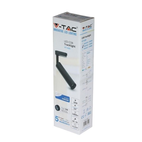 Oprawa V-TAC VT-420-B szynosystem 3F 20W LED SAMSUNG CHIP CRI90+ 5000K 1600lm (SKU 367) Czarny