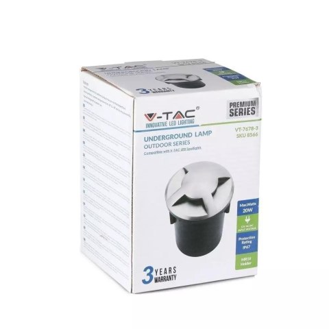 Oprawa gruntowa V-TAC VT-7978-3 3-stronna 5W IP67 MR16/GU5.3 (SKU 8566) Czarny
