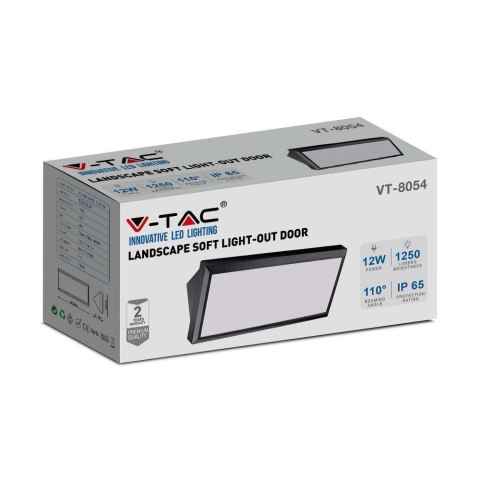 Oprawa ścienna LED V-TAC VT-8054 ukośna 12W IP65 4000K 1250lm (SKU 6808) Czarny