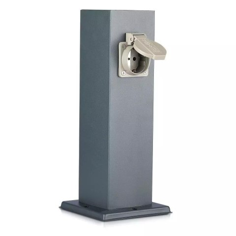 Słupek ogrodowy V-TAC VT-1155-1 30cm 2x gniazdka elektryczne 2x 16A 3600W IP44 (SKU 8820) Szary