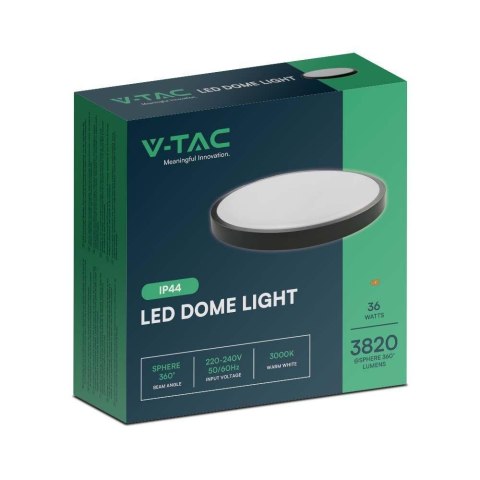 Plafon V-TAC VT-8630B natynkowy 36W LED IP44 42cm 4000K 3820lm (SKU 76401) Czarny