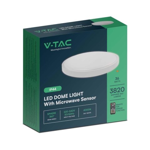 Plafon V-TAC VT-8630S natynkowy 36W LED IP44 42cm 4000K 3820lm (SKU 76651) Biały