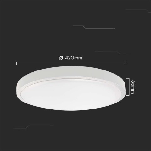 Plafon V-TAC VT-8630S natynkowy 36W LED IP44 42cm 4000K 3820lm (SKU 76651) Biały