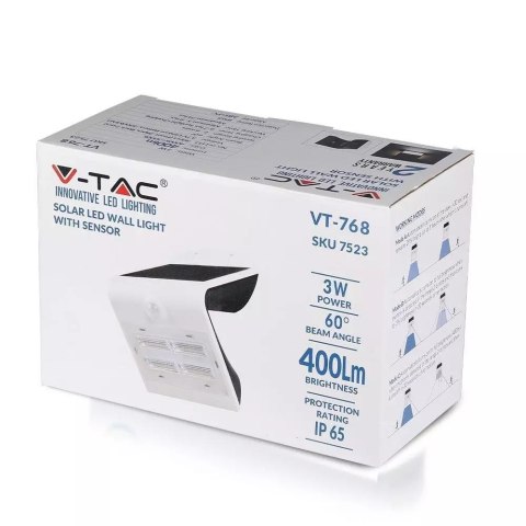 Projektor solarny V-TAC VT-768 3W LED 4000K 400lm (SKU 7523) Biały, Czarny