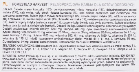 ACANA Homestead harvest cat 340g ACANA Homestead harvest cat 340g