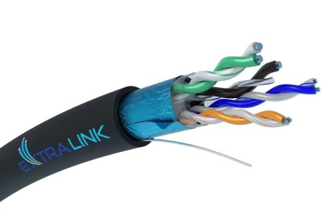 Extralink CAT5E FTP (F/UTP) Zewnętrzny żelowany | Kabel sieciowy skrętka | 305M Extralink CAT5E FTP (F/UTP) Zewnętrzny żelowany | Kabel sieciowy skrętka | 305M