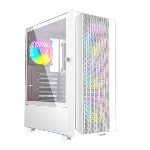 GEMBIRD OBUDOWA FORNAX 4000W MIDI-TOWER (2X USB 3.0, 1X USB 2.0, HD AUDIO, SZKLANY PANEL BOCZNY, PODŚWIETLENIE ARGB) BIAŁA