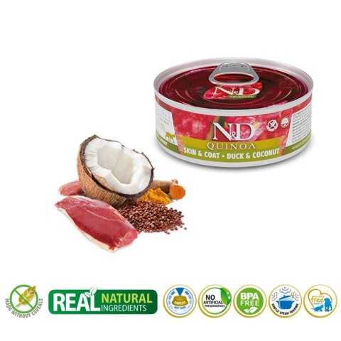 FARMINA N&D Cat Quinoa Duck&Coconut Adult - mokra karma dla kota - 70 g FARMINA N&D Cat Quinoa Duck&Coconut Adult - mokra karma dla kota - 70 g