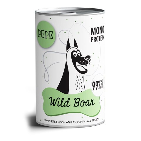 Paka Zwierzaka Pepe Wild Boar 99% dziczyzna 400g Paka Zwierzaka Pepe Wild Boar 99% dziczyzna 400g