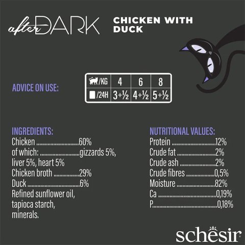 SCHESIR AFTER DARK FILLETS Kurczak z kaczką 80g SCHESIR AFTER DARK FILLETS Kurczak z kaczką 80g