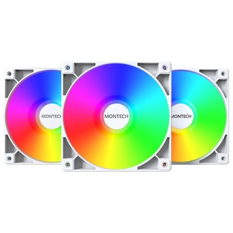 Wentylator Montech GF120 PWM ARGB, 3 szt. - 120mm, biały Wentylator Montech GF120 PWM ARGB, 3 szt. - 120mm, biały