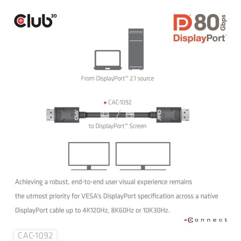 CLUB3D CAC-1092 kabel DisplayPort 1,6 m Czarny