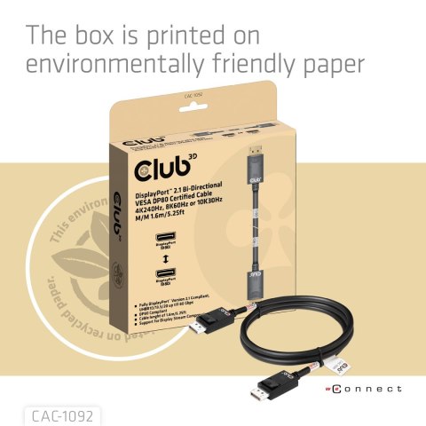 CLUB3D CAC-1092 kabel DisplayPort 1,6 m Czarny