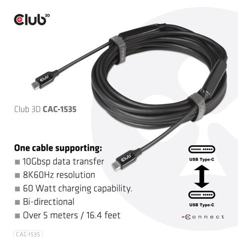 CLUB3D CAC-1535 kabel USB USB 3.2 Gen 2 (3.1 Gen 2) 5 m USB C Czarny