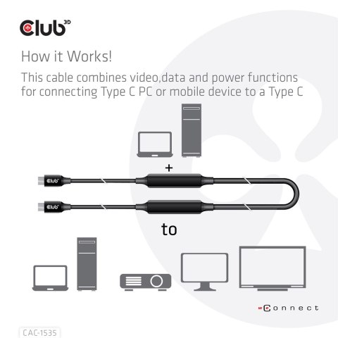 CLUB3D CAC-1535 kabel USB USB 3.2 Gen 2 (3.1 Gen 2) 5 m USB C Czarny