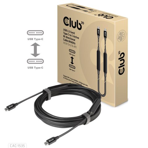 CLUB3D CAC-1535 kabel USB USB 3.2 Gen 2 (3.1 Gen 2) 5 m USB C Czarny