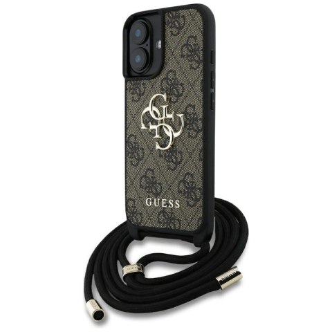 Guess 4G Big Logo Cord Strap Crossbody - Etui do iPhone 16 Plus (brązowy)