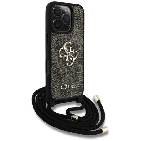 Guess 4G Big Logo Cord Strap Crossbody - Etui do iPhone 16 Pro (brązowy)
