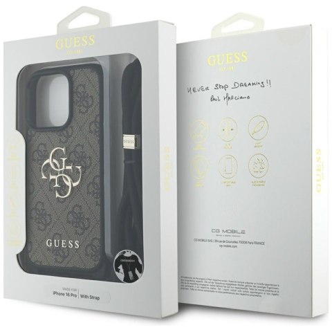 Guess 4G Big Logo Cord Strap Crossbody - Etui do iPhone 16 Pro (brązowy)