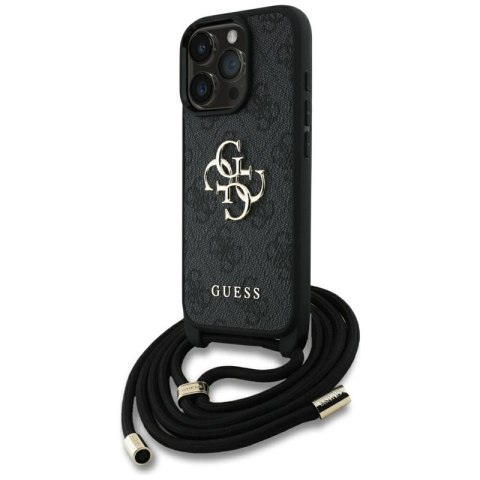 Guess 4G Big Logo Cord Strap Crossbody - Etui do iPhone 16 Pro (czarny)