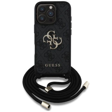 Guess 4G Big Logo Cord Strap Crossbody - Etui do iPhone 16 Pro (czarny)