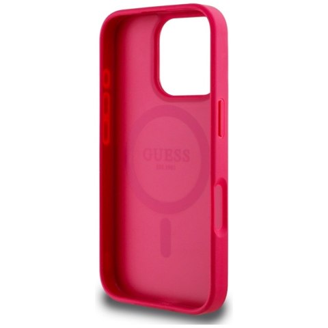 Guess Grained Printed Flower Pattern MagSafe - Etui do iPhone 16 Pro Max (fuksja)