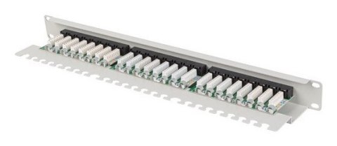 PATCH PANEL 24 PORT 1U 19" KAT.6 UTP Z ORGANIZEREM KABLOWYM SZARY LANBERG PATCH PANEL 24 PORT 1U 19" KAT.6 UTP Z ORGANIZEREM KABLOWYM SZARY LANBERG