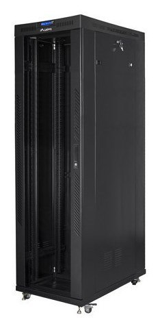 SZAFA INSTALACYJNA RACK STOJĄCA 19" 42U 600X1200 CZARNA DRZWI SZKLANE LCD LANBERG (FLAT PACK)