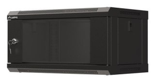 Szafa instalacyjna rack wisząca 19" 4U 540x350 czarna drzwi przeszklone LANBERG (flat pack)