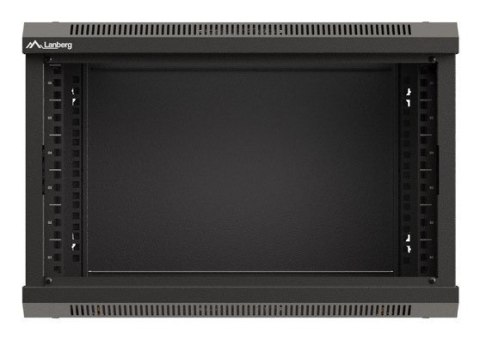Szafa instalacyjna rack wisząca 19" 6U 540x350 czarna drzwi przeszklone LANBERG (Flat Pack)
