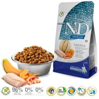 FARMINA N&D Ocean Cat Cod, Shrimp&Pumpkin - sucha karma dla kociąt - 1,5 kg