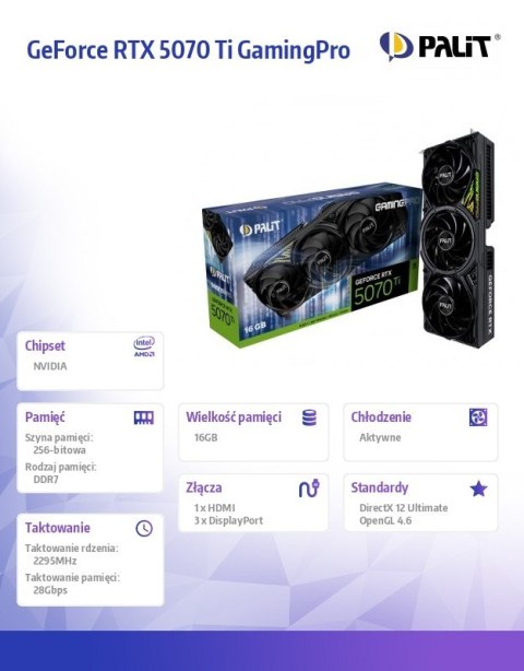Karta graficzna RTX 5070 Ti GAMING PRO 16GB GDDR7 256bit