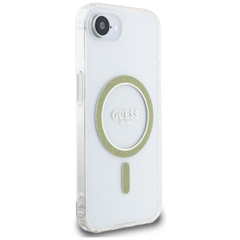 Guess IML Glitter Circle MagSafe - Etui do iPhone 16e (przezroczysty)