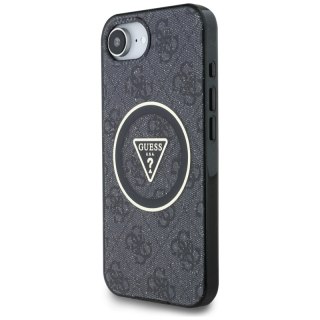 Guess IML Metal Glitter 4G Circle Triangle MagSafe - Etui do iPhone 16e (czarny)