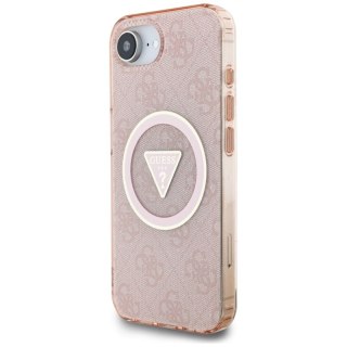 Guess IML Metal Glitter 4G Circle Triangle MagSafe - Etui do iPhone 16e (różowy)