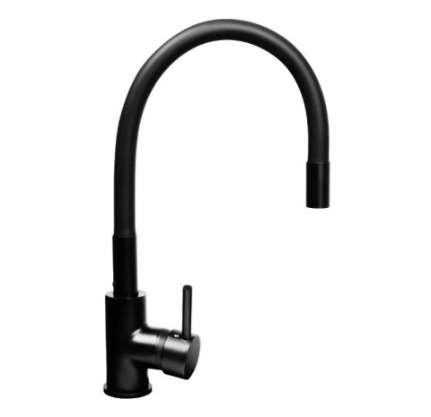Czarny zestaw zlew z baterią giętką - Zlewozmywak MAIDSINKS BALI (62x44) 1B1D czarny + Bateria Flessi Black Edition