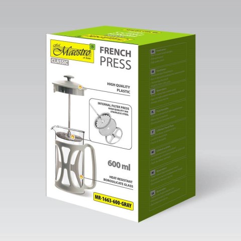 Prasa francuska MAESTRO 600ML MR-1663-600-GRAY